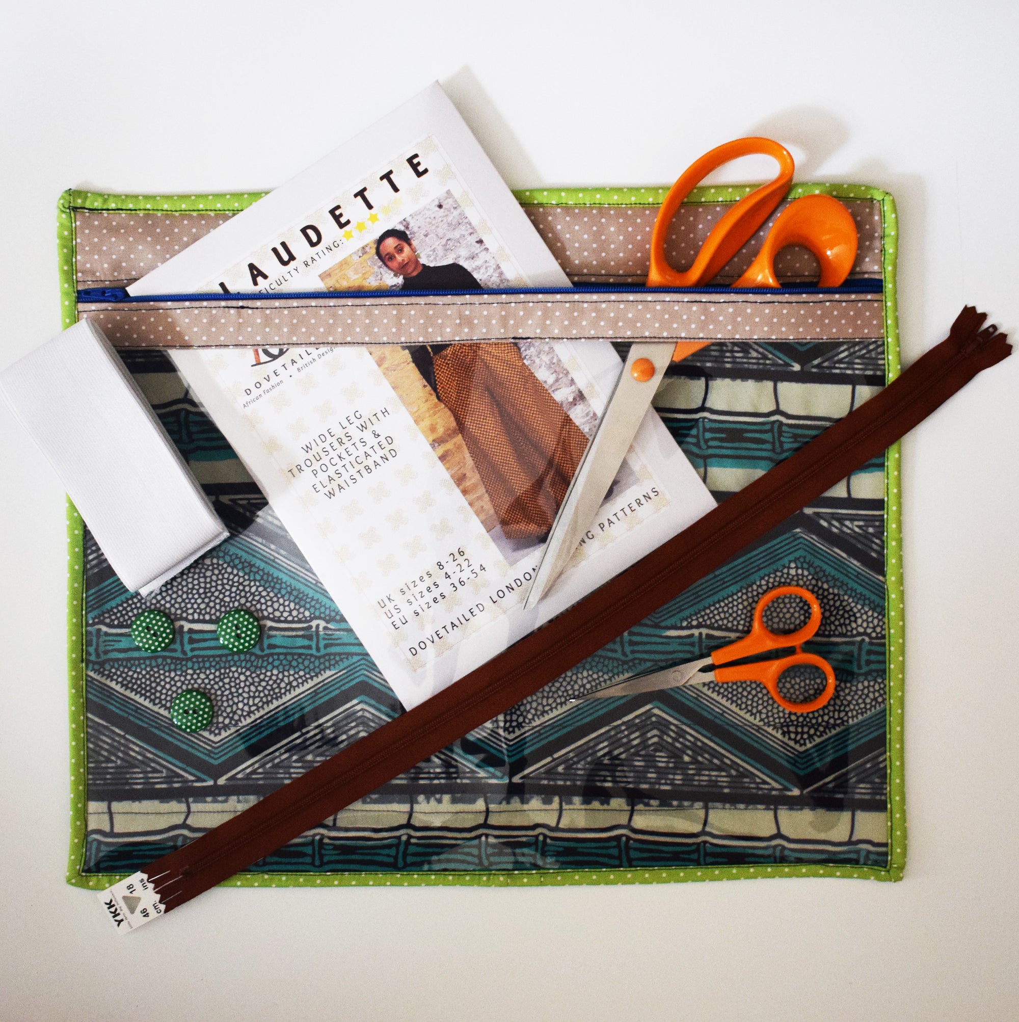 *NEW PRODUCT* Project Bag Sewing Kit African Wax Print Vinyl Zip Closure Crafts Knitting Stitching Gifts for Her