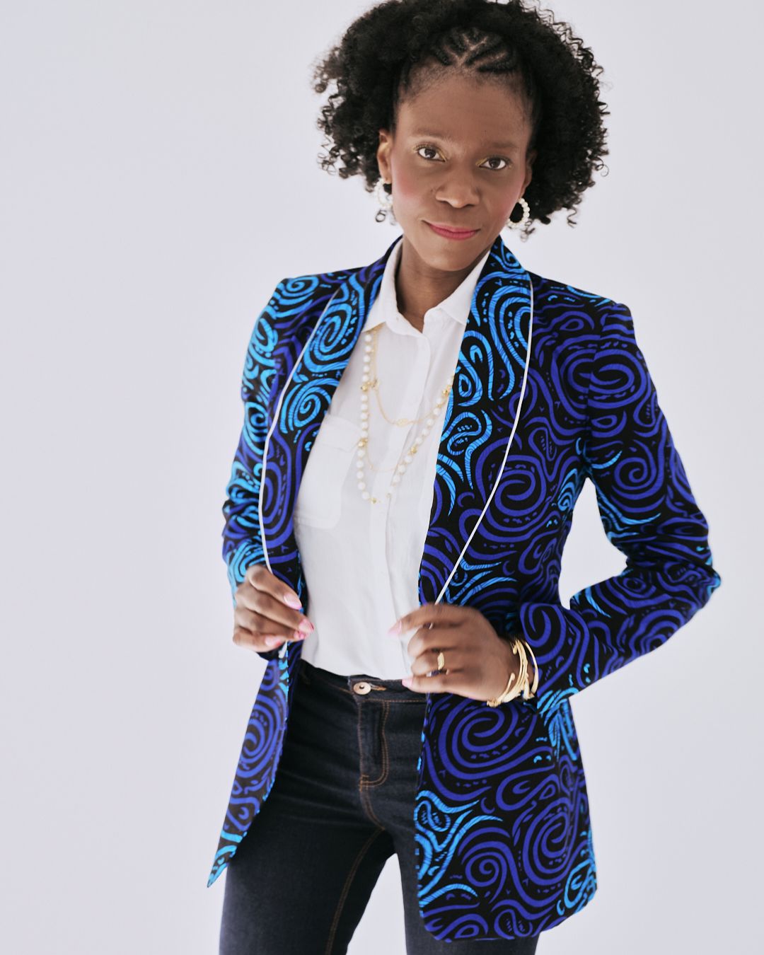 The Ultimate Electric Indigo Spiral Blazer Ankara African Print Clothes