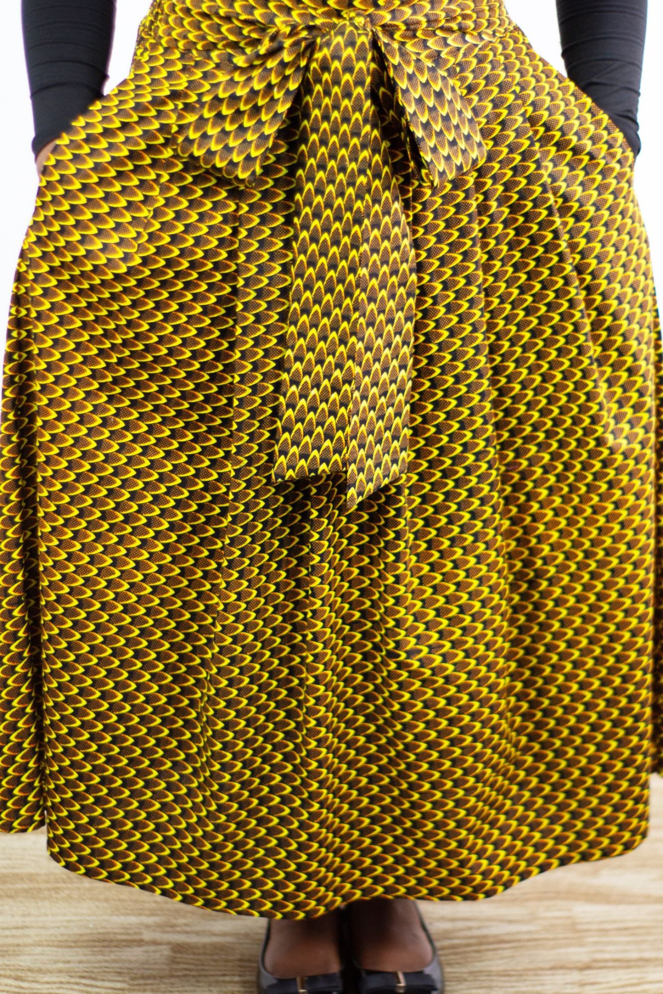 The Ultimate Phoebe Yellow African Print Pleated Midi Skirt