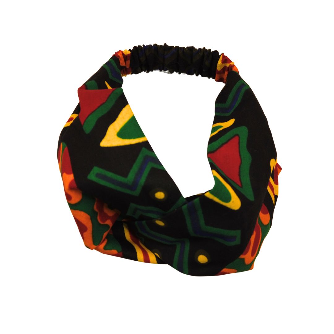 African Print Headband Ankara Handmade Top Knot Black / Multi-coloured