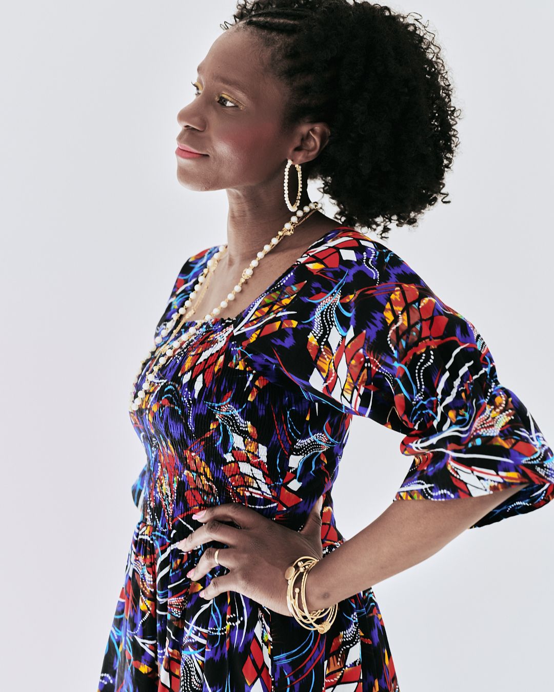 The Ultimate Amaka Twilight Flame African Print Smocked Midi Dress Ankara Flared Dress Pockets