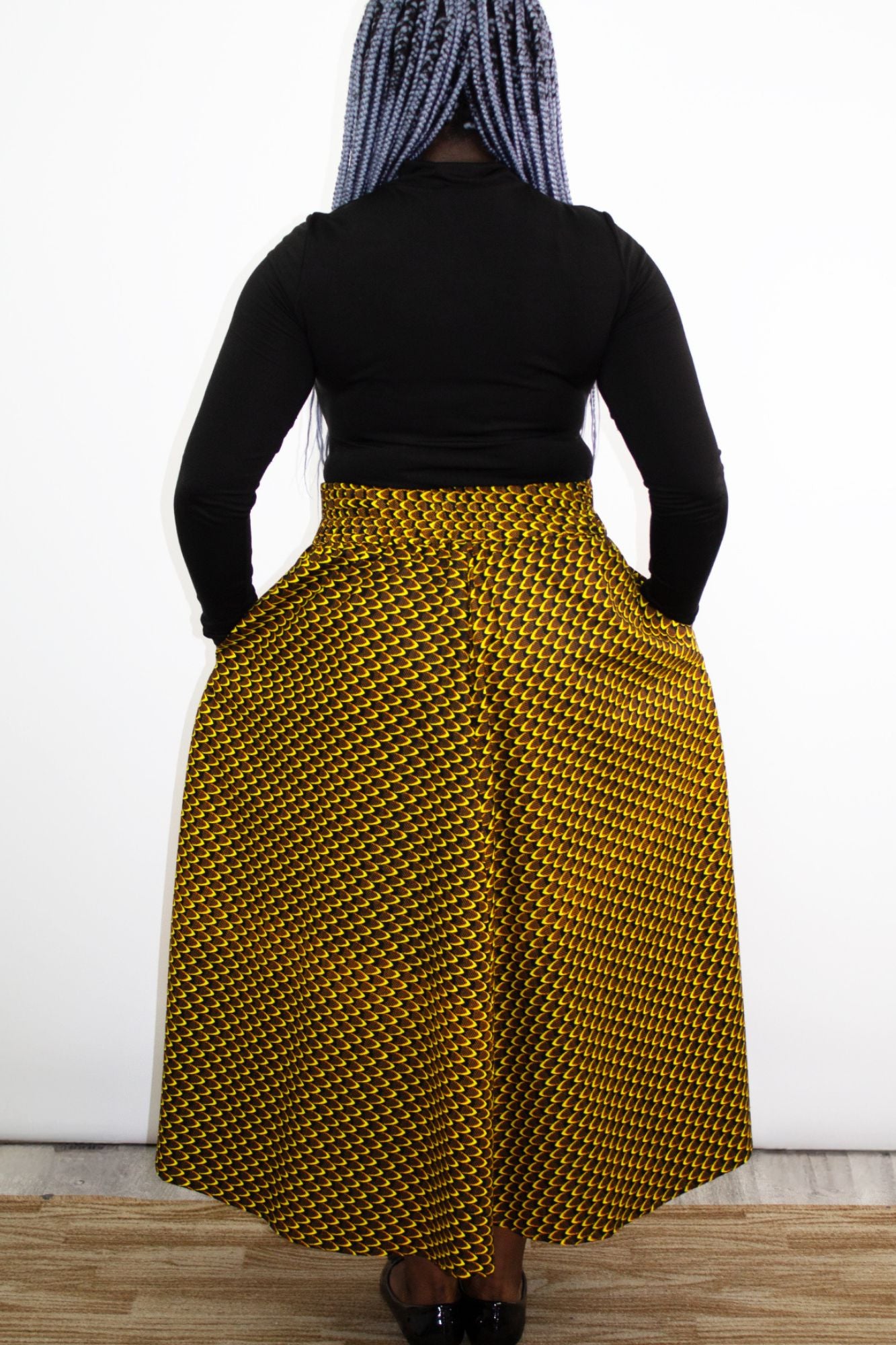 The Ultimate Phoebe Yellow African Print Pleated Midi Skirt