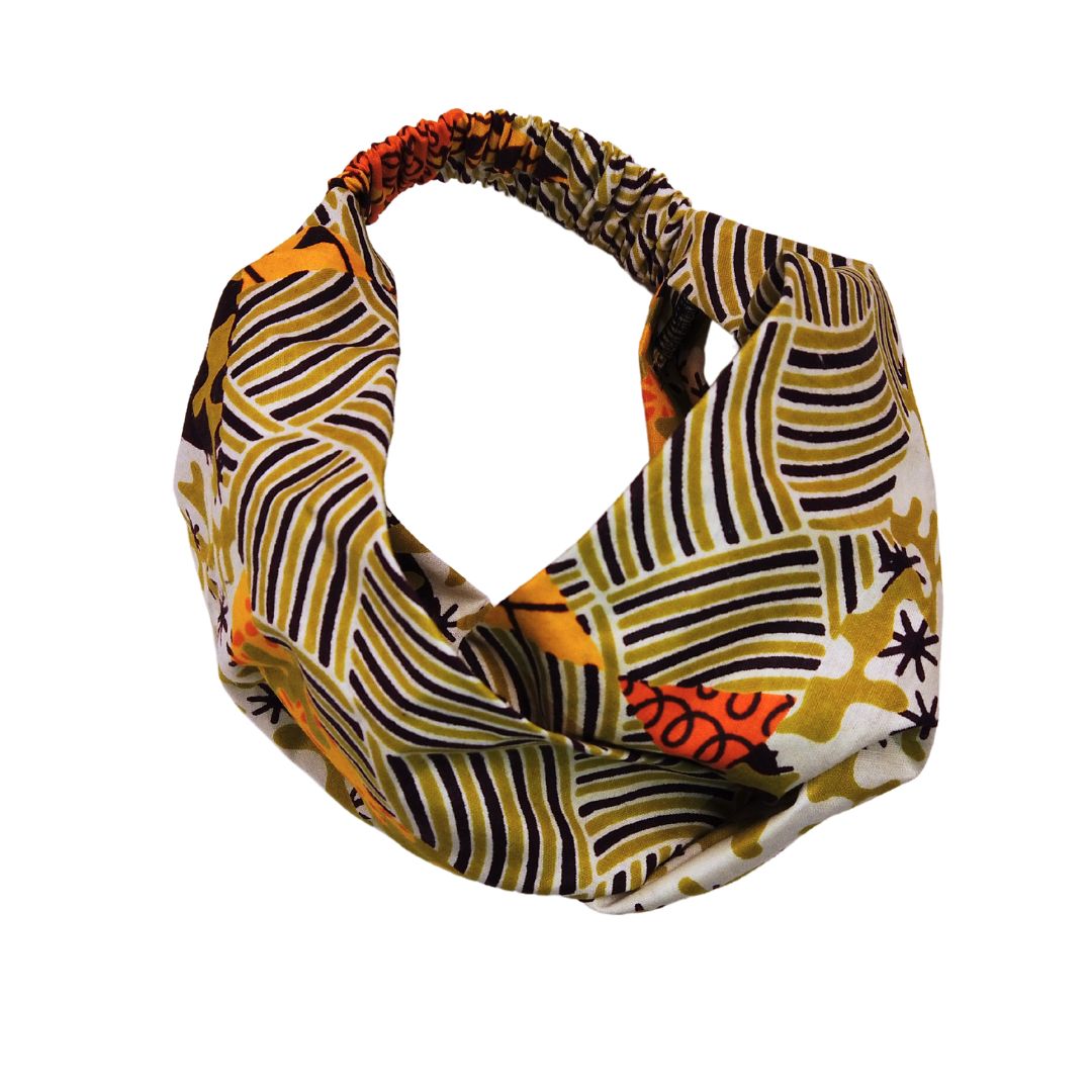 African Print Headband Ankara Handmade Top Knot Yellow