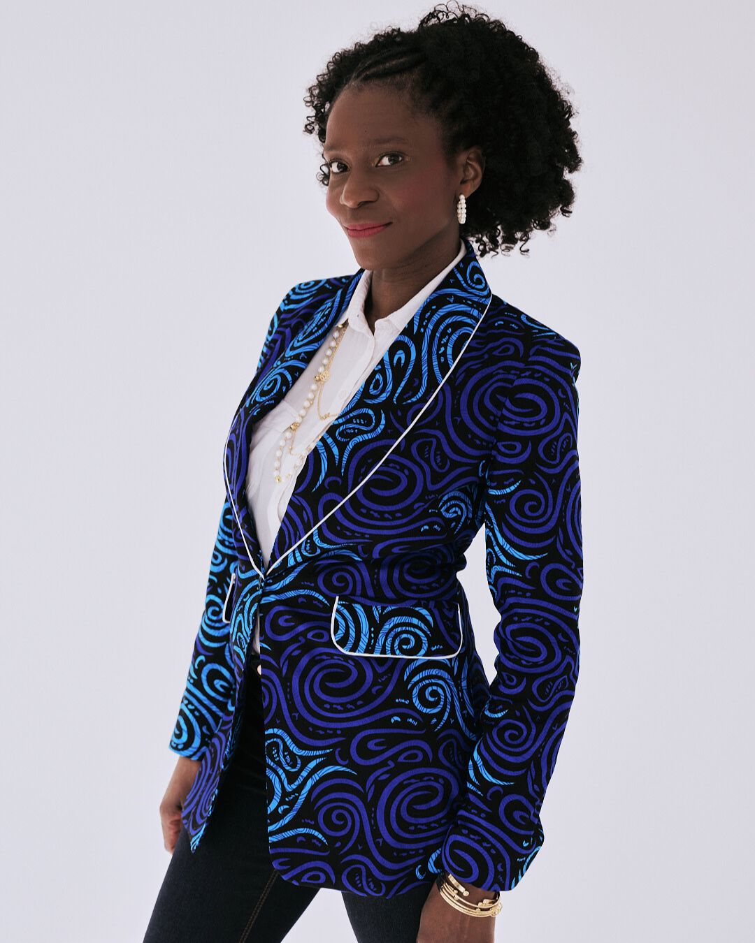 The Ultimate Electric Indigo Spiral Blazer Ankara African Print Clothes