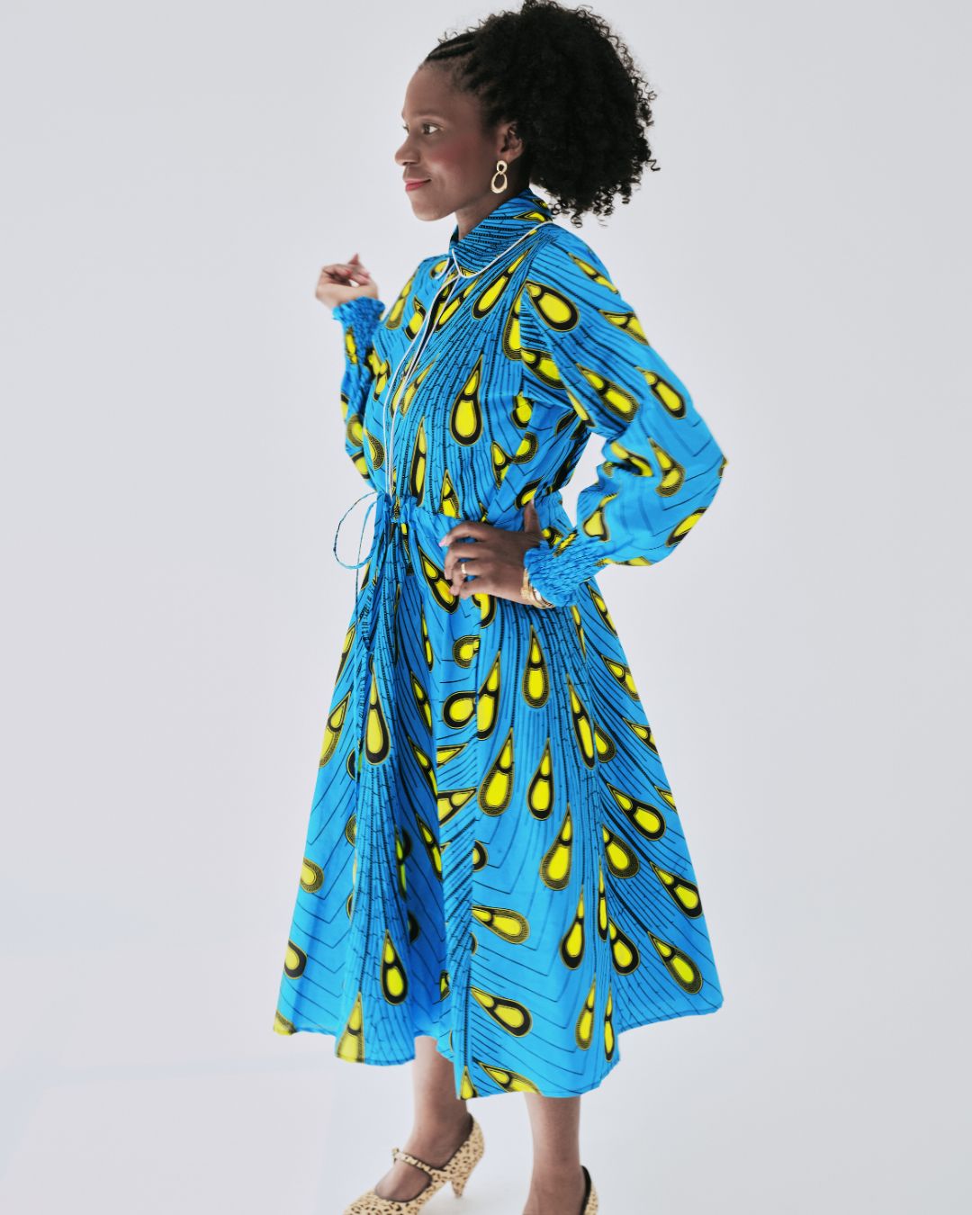 The Ultimate Onyeka Peacock Radiance African Print Shirt Dress Ankara Clothes Pockets