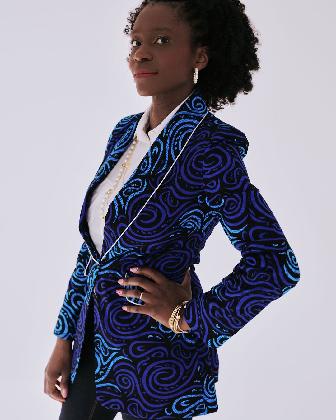 The Ultimate Electric Indigo Spiral Blazer Ankara African Print Clothes
