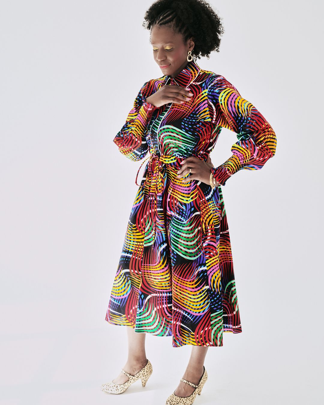 The Ultimate Onyeka Spectrum Swirl African Print Shirt Dress Ankara Clothes Pockets
