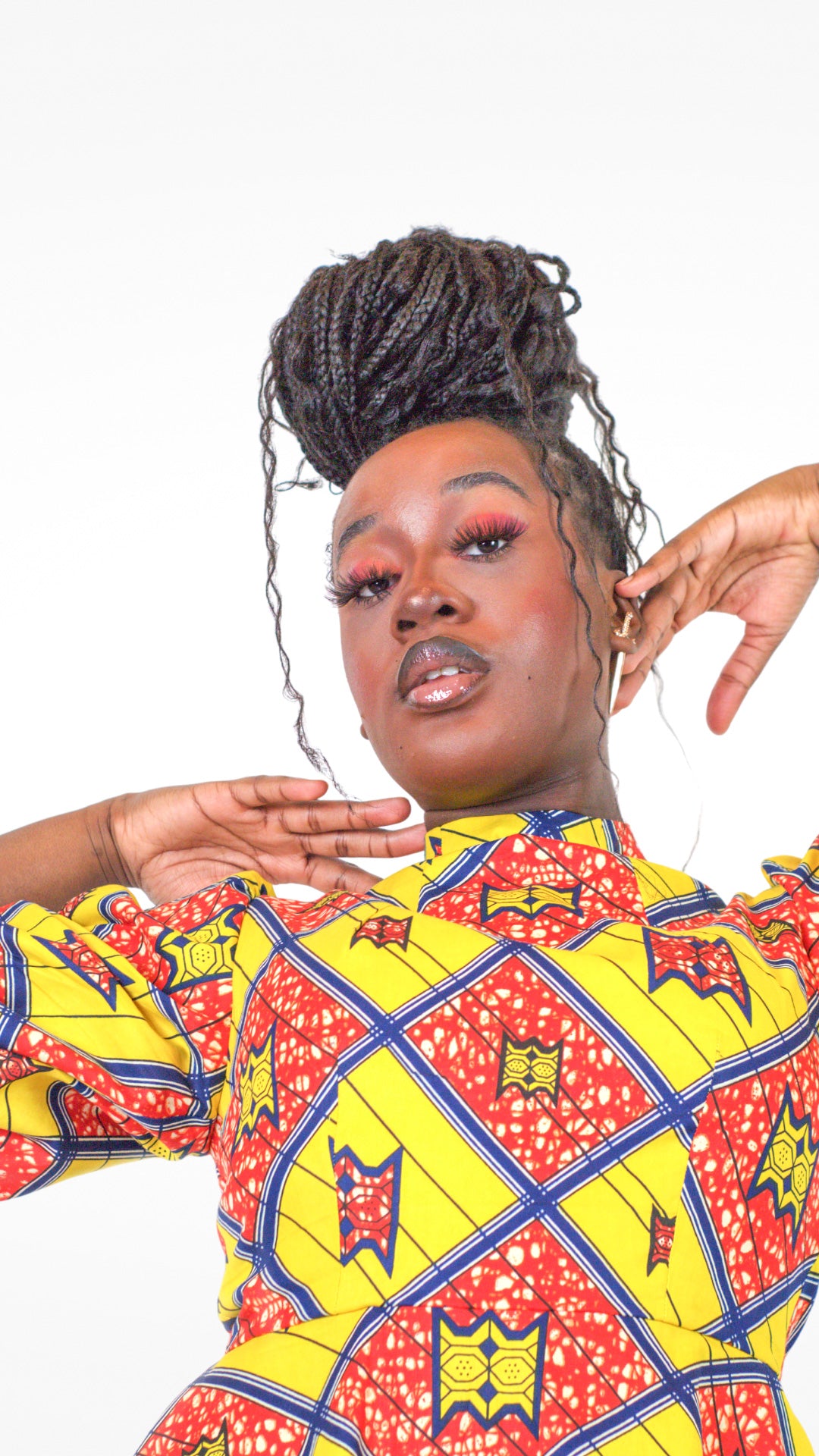 Camille African Print Puff Sleeve Dress Yellow