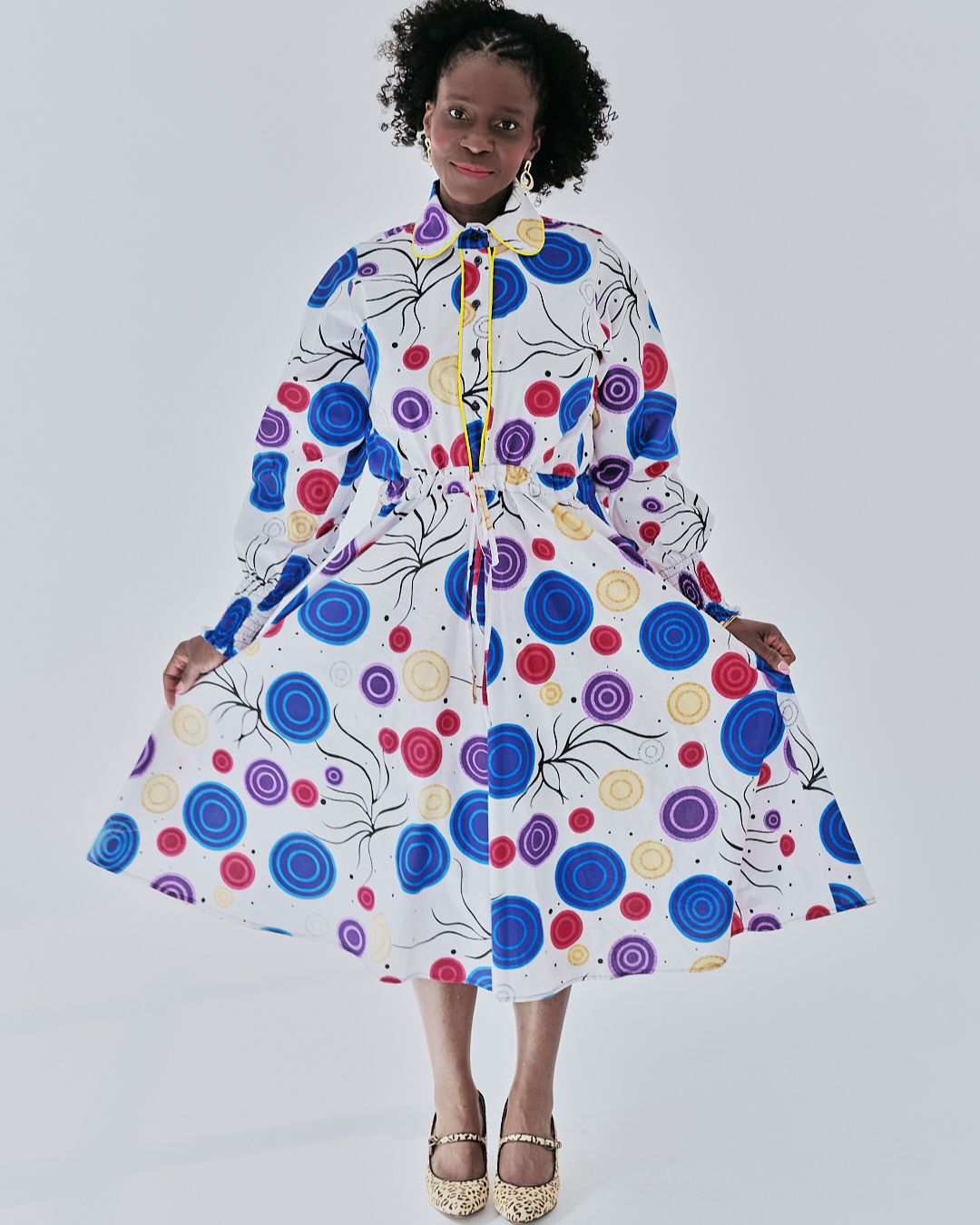 The Ultimate Onyeka Spotty African Print Shirt Dress Tie Belt Ankara Clothes Pockets
