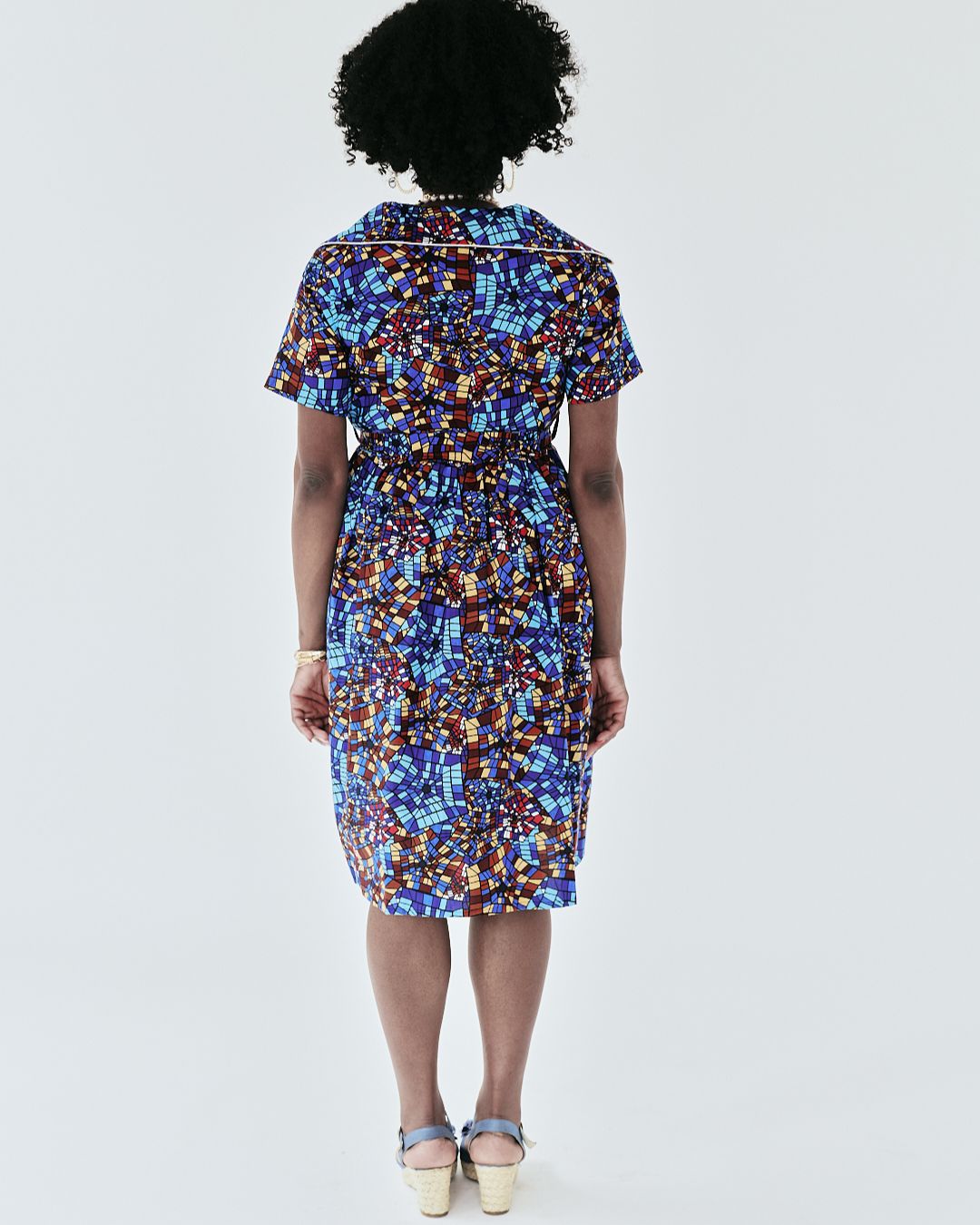 The Ultimate Nneka Mosaic Muse African Print Knee-Length Dress Ankara Wrap Tie Waist Pockets