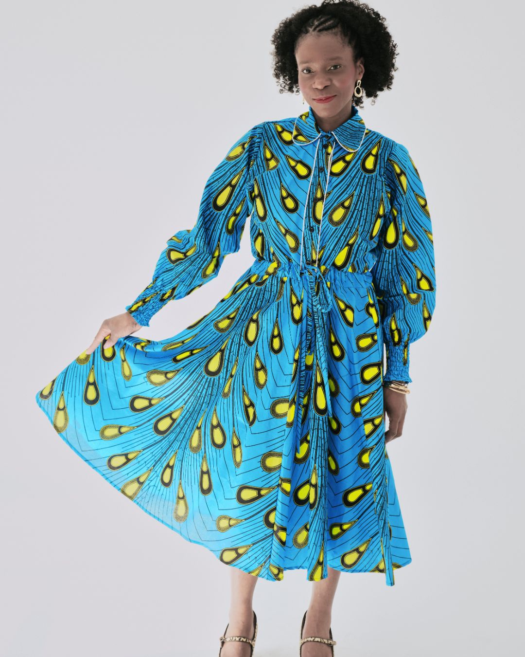 The Ultimate Onyeka Peacock Radiance African Print Shirt Dress Ankara Clothes Pockets