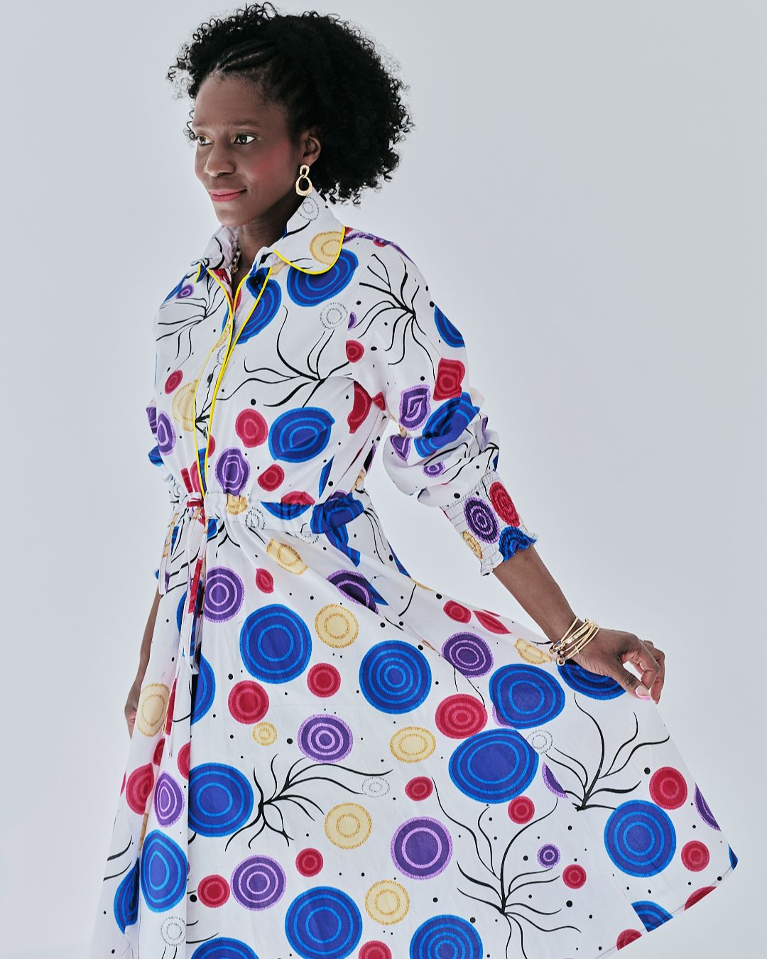 The Ultimate Onyeka Spotty African Print Shirt Dress Tie Belt Ankara Clothes Pockets