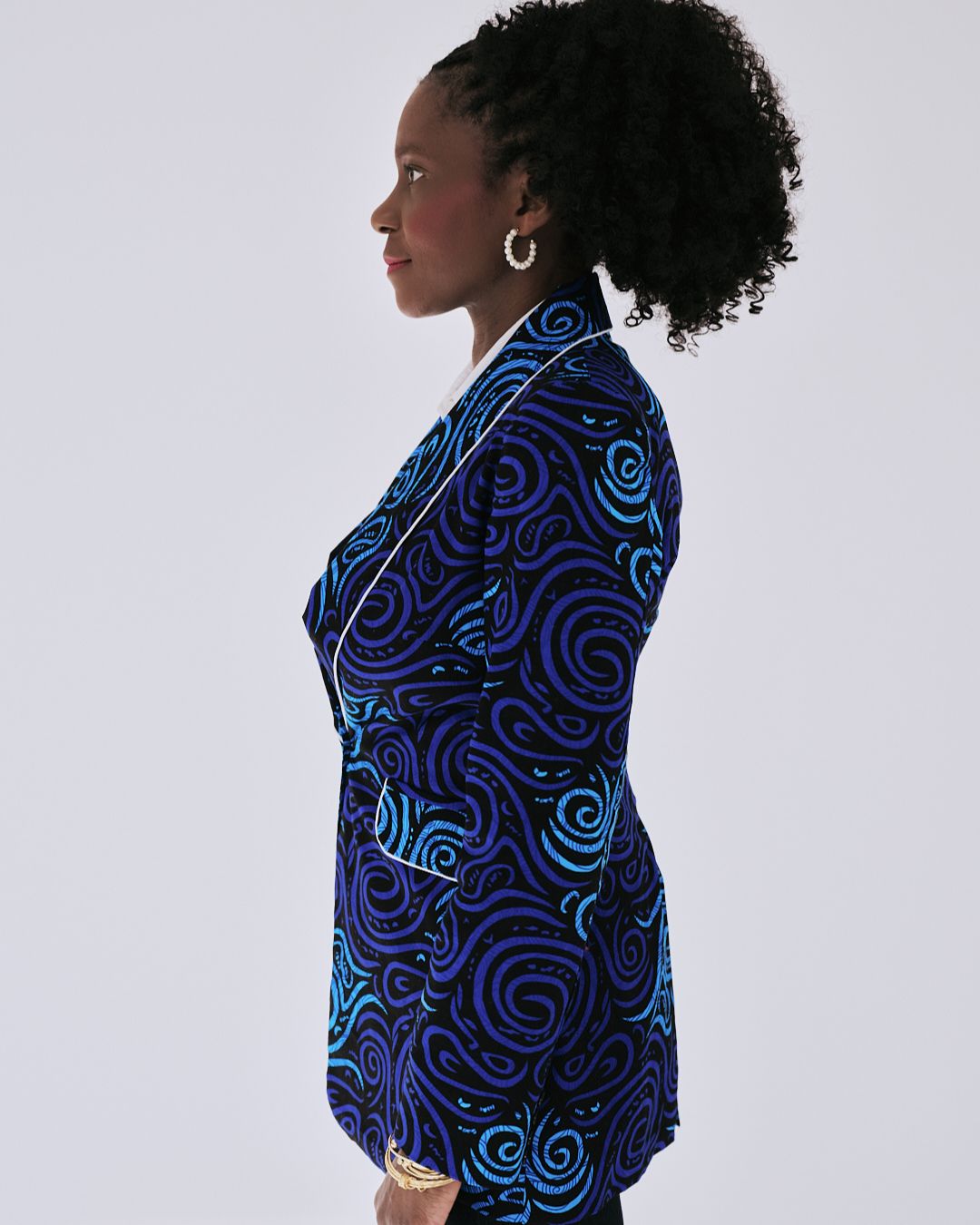 The Ultimate Electric Indigo Spiral Blazer Ankara African Print Clothes