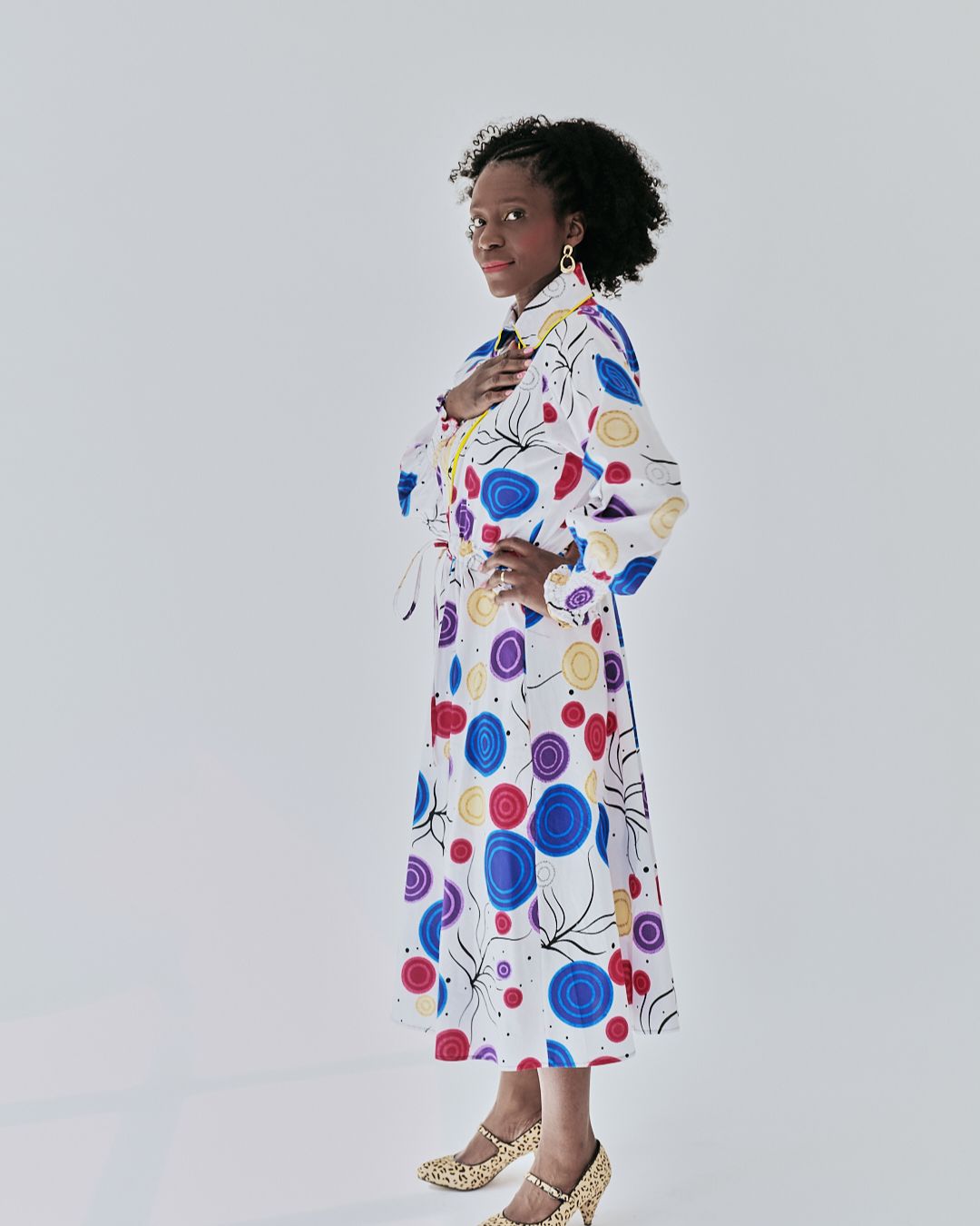 The Ultimate Onyeka Spotty African Print Shirt Dress Tie Belt Ankara Clothes Pockets