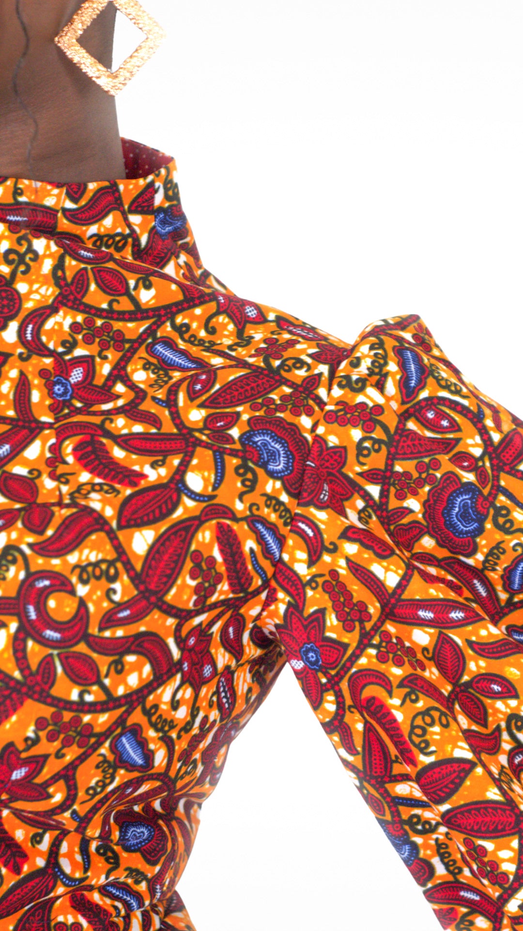 Camille African Print Puff Sleeve Dress Orange