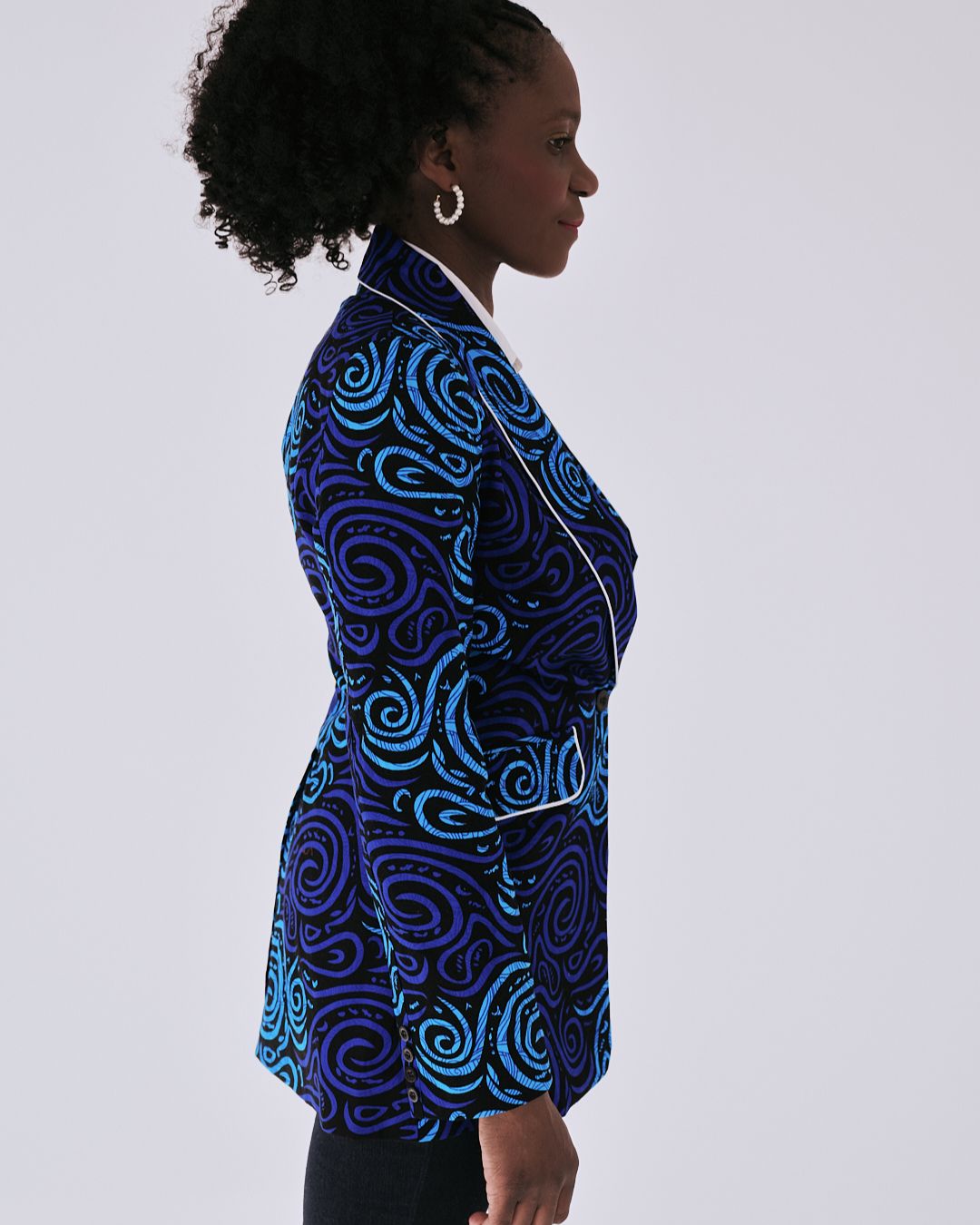 The Ultimate Electric Indigo Spiral Blazer Ankara African Print Clothes