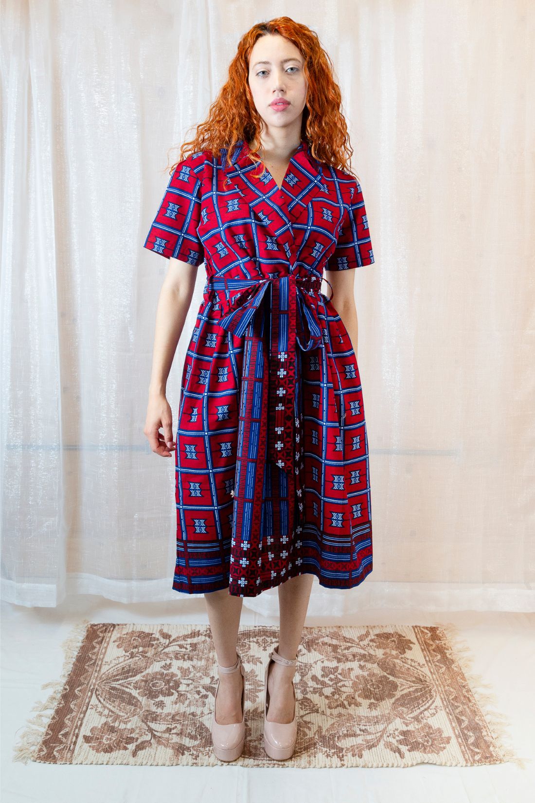 The Ultimate Nneka African Print Midi Dress Ankara Geometric Wrap Tie Dovetailed