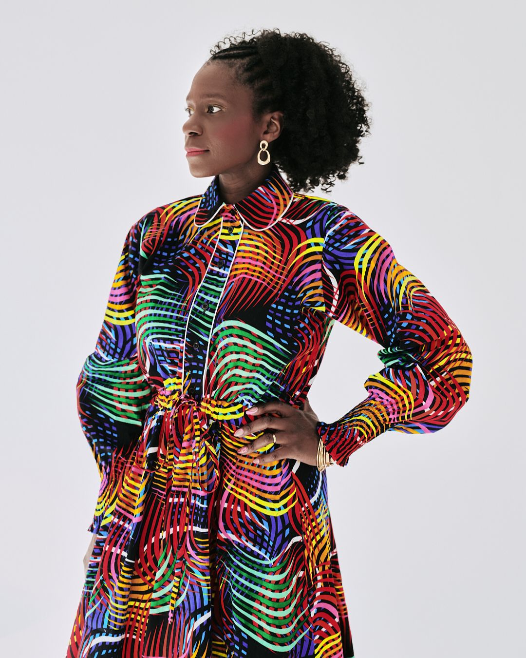 The Ultimate Onyeka Spectrum Swirl African Print Shirt Dress Ankara Clothes Pockets