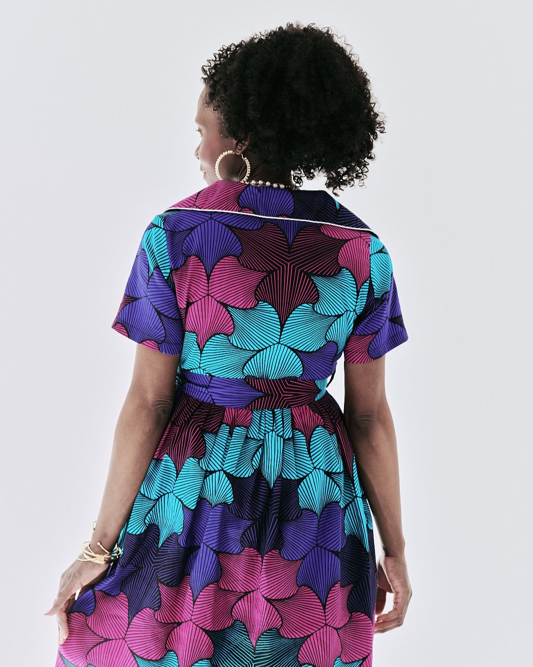 The Ultimate Nneka Electric Bloom African Print Knee-Length Dress Ankara Wrap Tie Waist Pockets