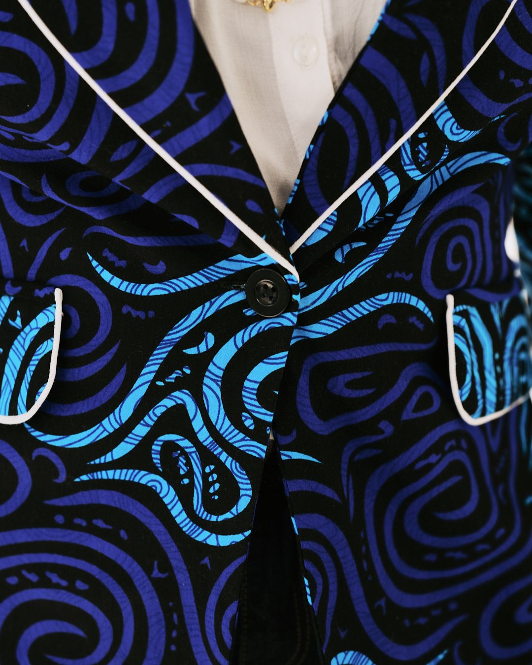 The Ultimate Electric Indigo Spiral Blazer Ankara African Print Clothes