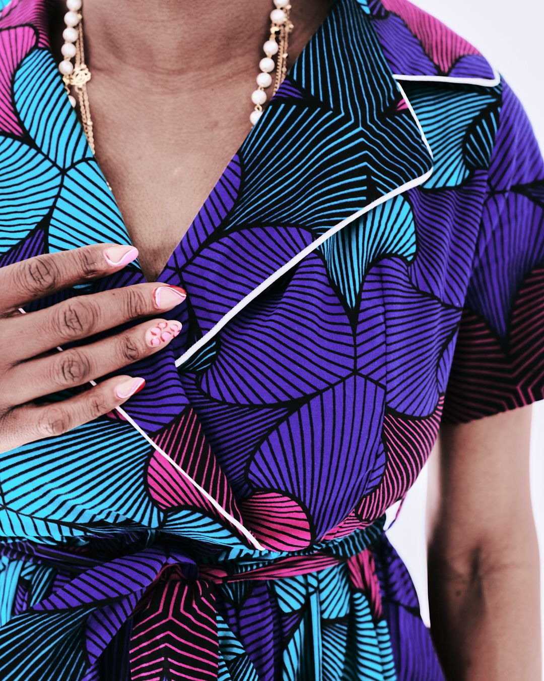 The Ultimate Nneka Electric Bloom African Print Knee-Length Dress Ankara Wrap Tie Waist Pockets