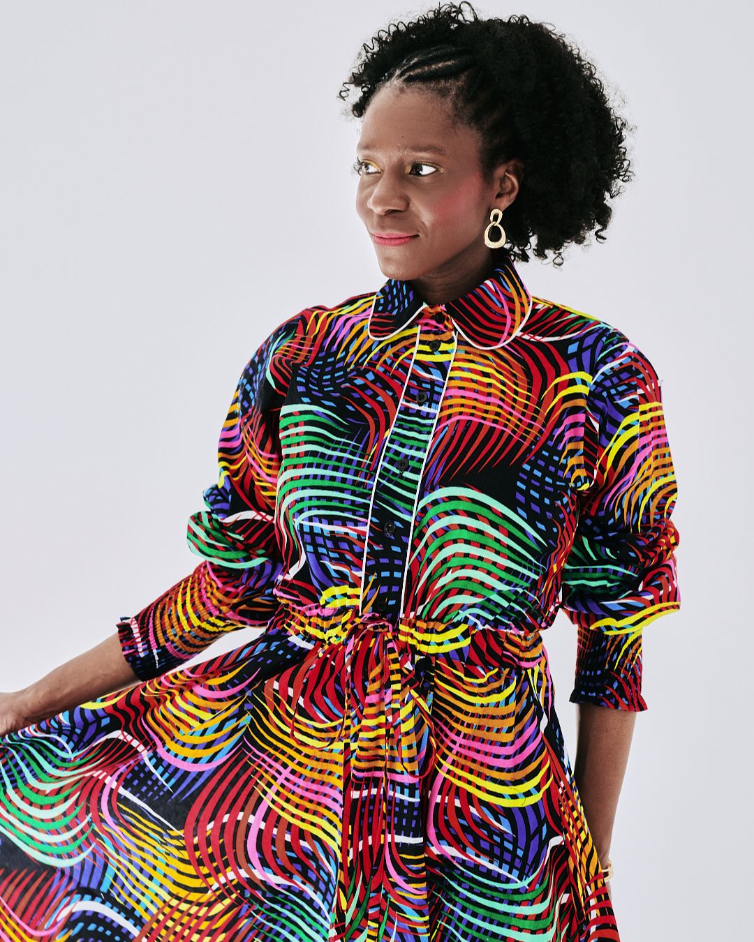 The Ultimate Onyeka Spectrum Swirl African Print Shirt Dress Ankara Clothes Pockets