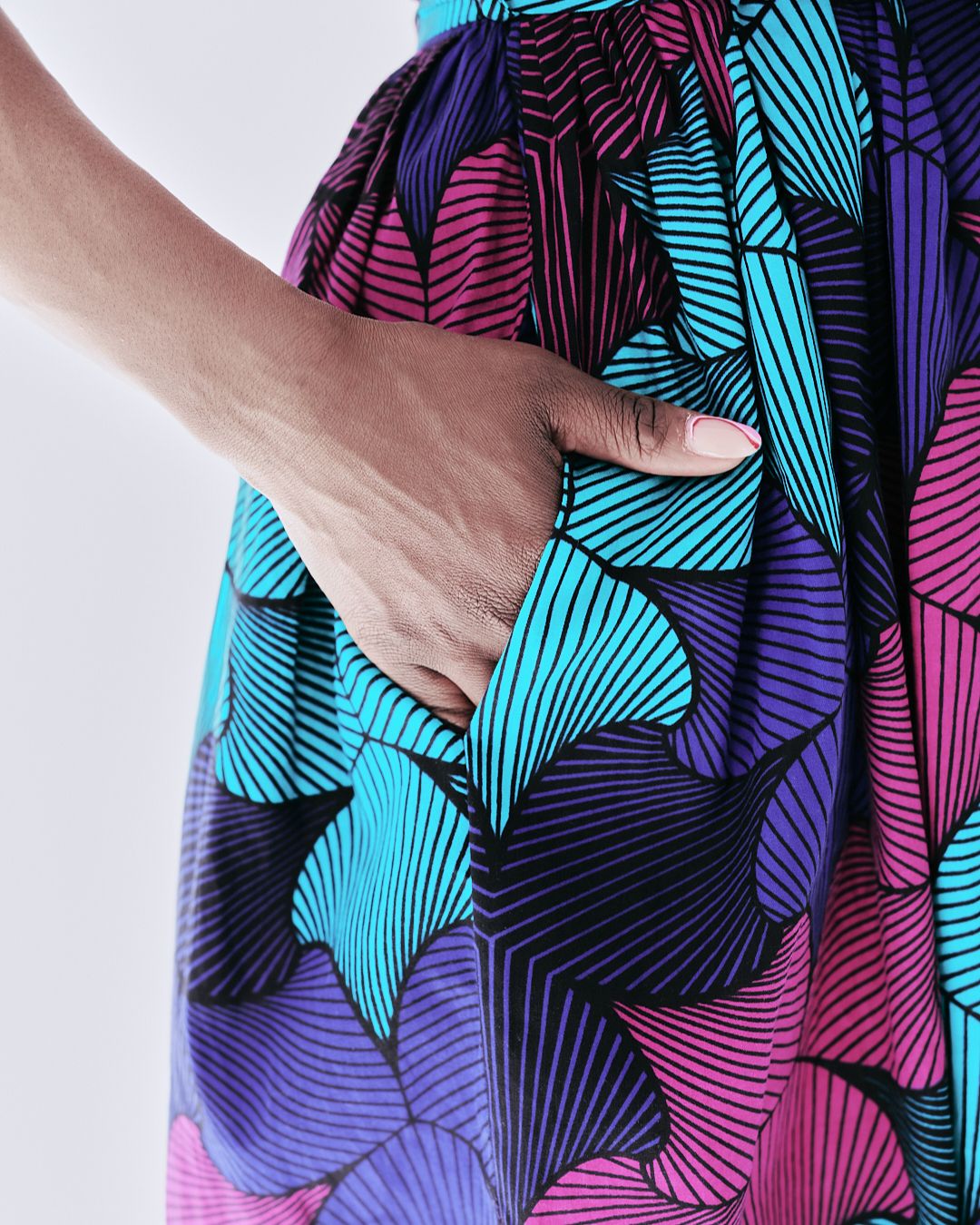 The Ultimate Nneka Electric Bloom African Print Knee-Length Dress Ankara Wrap Tie Waist Pockets