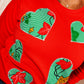 African Print Ankara Red Hearts Cotton-Blend Sweatshirt