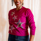 African Print Ankara Purple Stars Cotton-Blend Sweatshirt