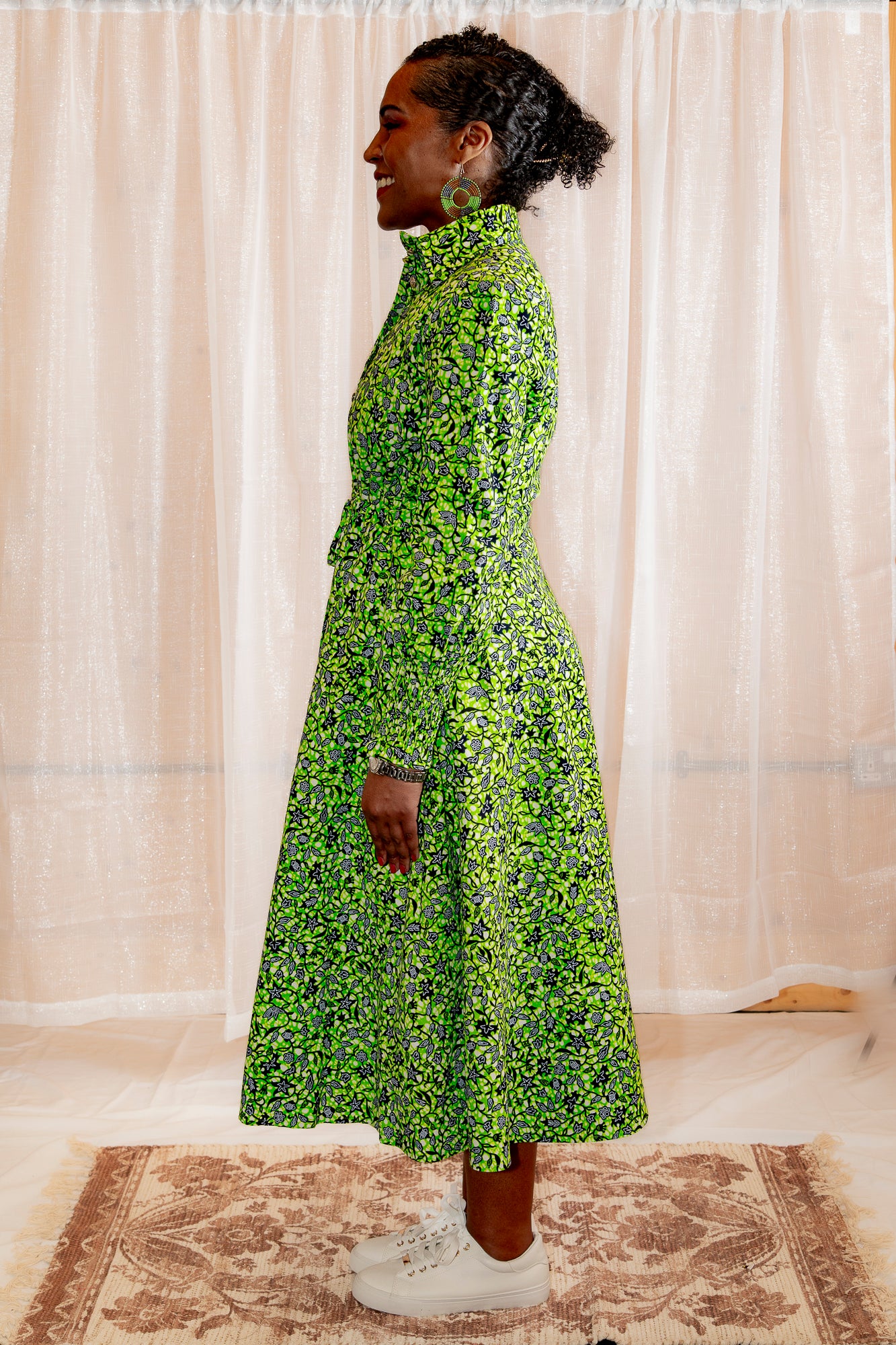 PRE-ORDER Onyeka African Print Shirt Dress Spring Green Ankara Dress