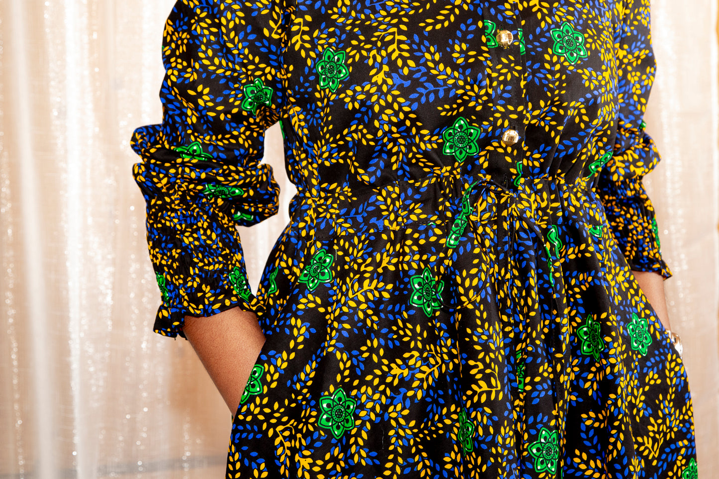 Onyeka African Print Shirt Dress Blue Ankara Dress Clothes