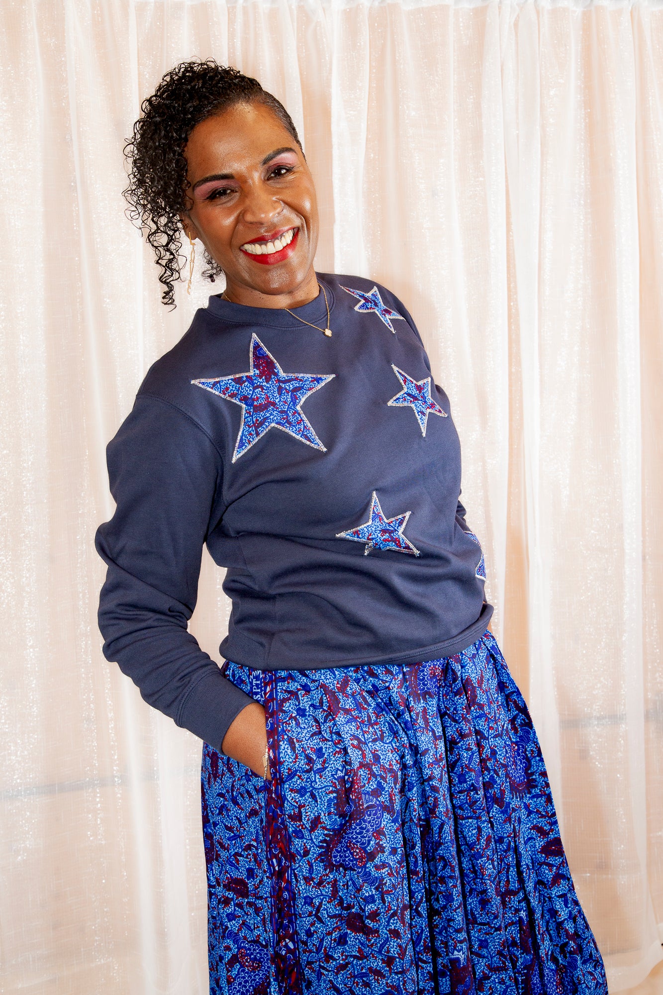 Blue Stars Cotton-Blend Sweatshirt