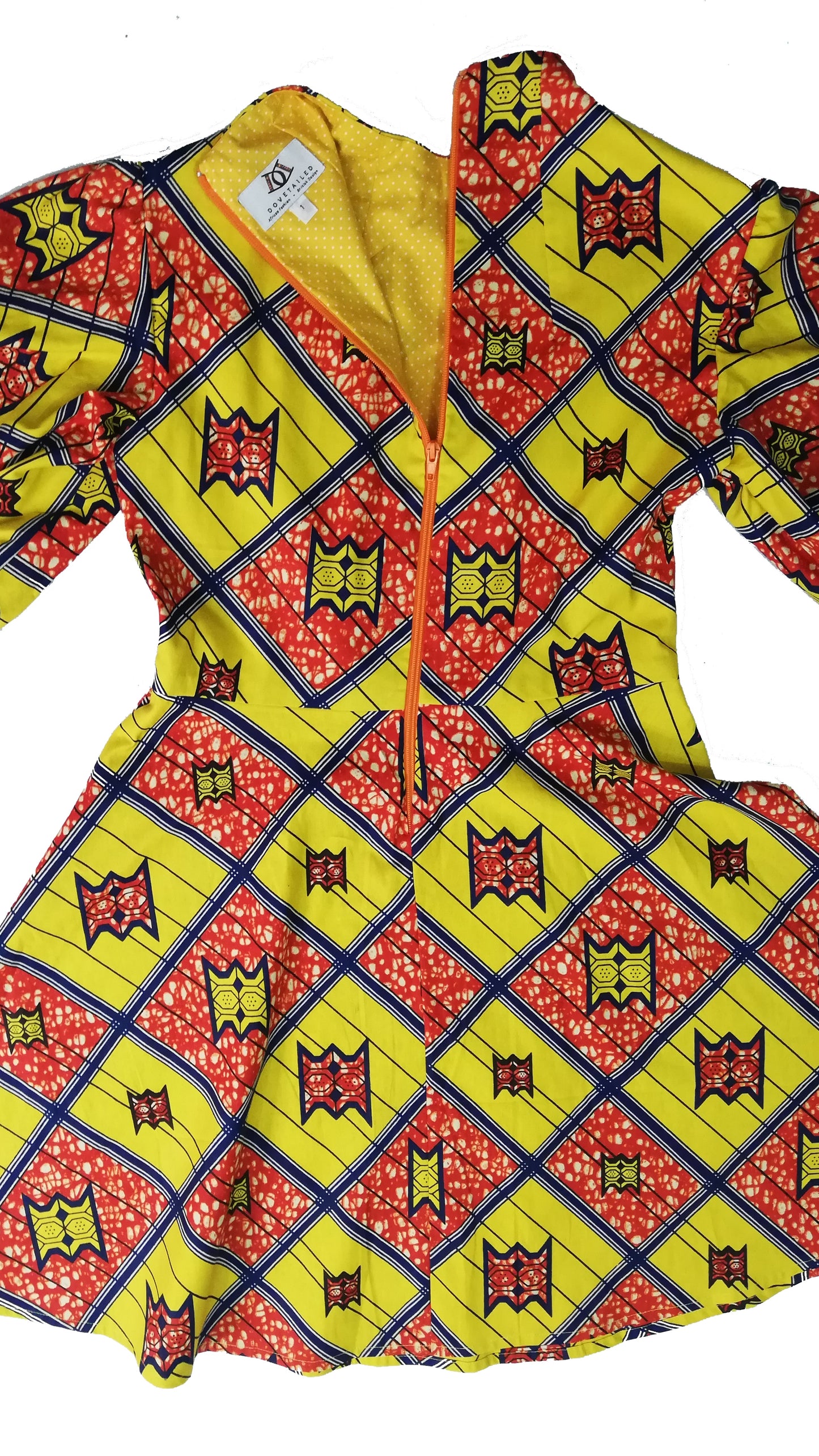 Camille African Print Puff Sleeve Dress Yellow