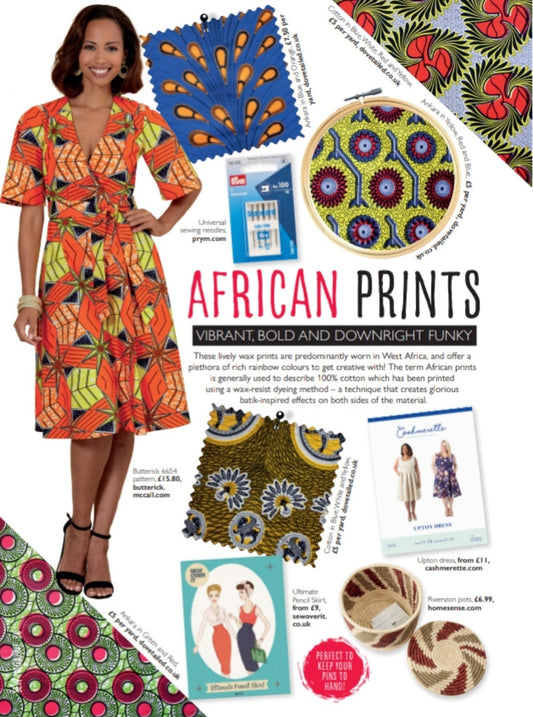 Dovetailed African wax print fabrics featured in Sew Magazine's August 2019 edition!!