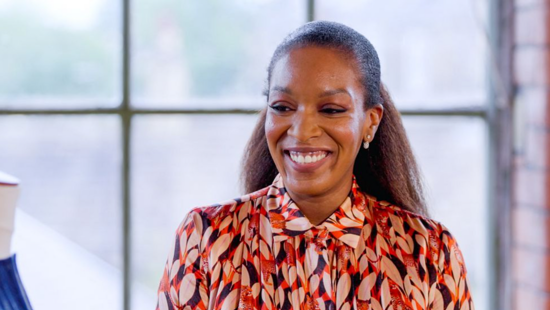 Banke Kuku appearing as a guest judge on The Great British Sewing Bee