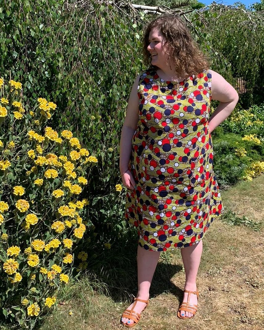 Emerald wearing the African print wax Meghan dress