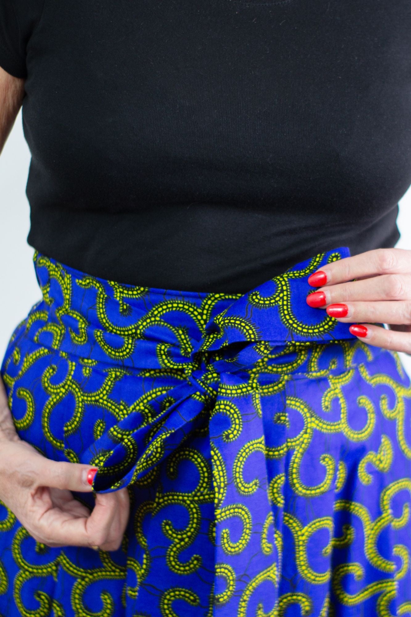 The Ultimate Phoebe Blue African Print Swirly Pleated Maxi Skirt