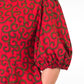 Camille African Print Puff Sleeve Dress Red