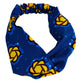 A blue headband with yellow flowers on a white background.