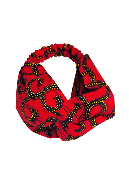 The Ultimate African Print Headband Ankara Handmade Top Knot Red Cotton Elasticated