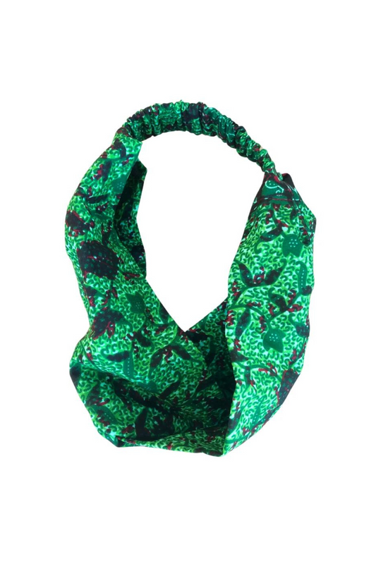 The Ultimate African Print Headband Ankara Handmade Top Knot Green Elasticated