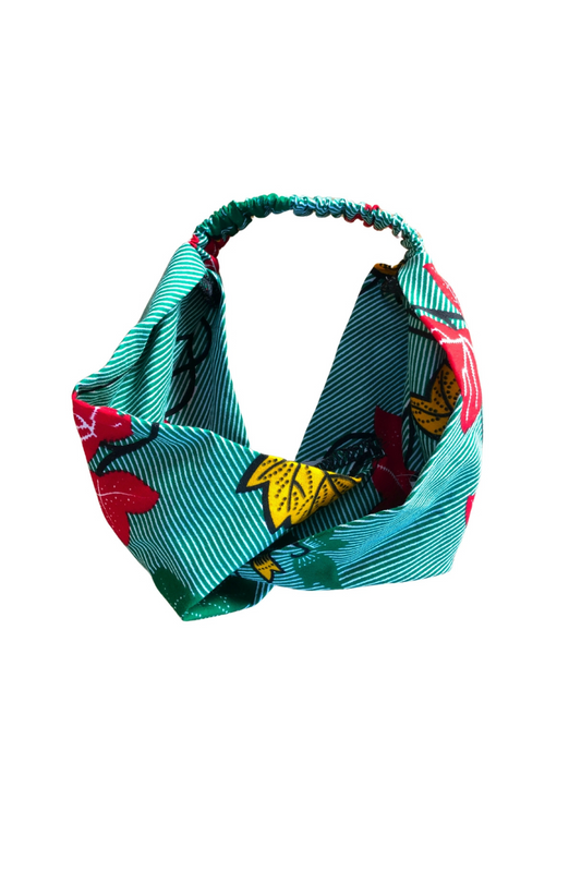 The Ultimate African Print Headband Ankara Handmade Top Knot Leafy Green Cotton Elasticated Stretchy Wide Large by Dovetailed