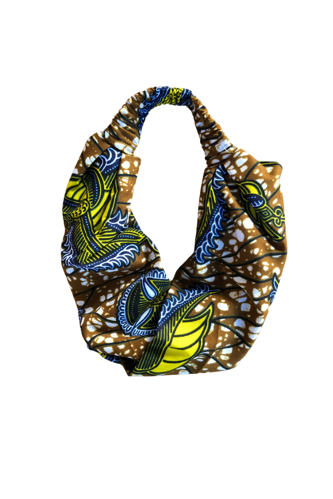 The Ultimate African Print Headband Ankara Handmade Top Knot Brown Cotton Elasticated Wide Large