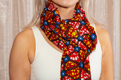 Model posing in African Scarf African Print Ankara 100% Cotton Mosaic by Dovetailed