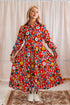 A model posing in Onyeka African Print Shirt Dress in Red Ankara Dress Clothes collection
