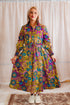 Model posing in Onyeka African Print Shirt Dress Purple Ankara Dress Clothes
