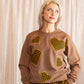 African Print Ankara Brown Hearts Cotton-Blend Sweatshirt