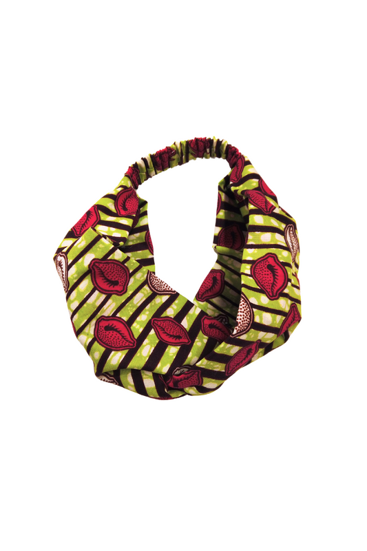 The Ultimate African Print Headband Ankara Handmade Top Knot Green Elasticated Wide Large Cotton