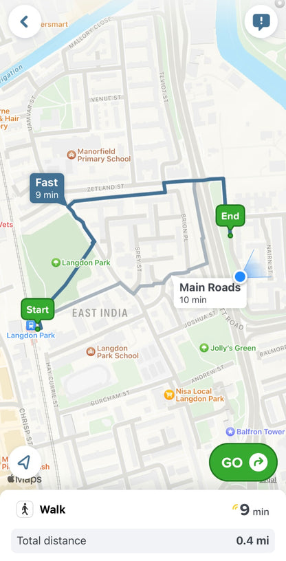 Map of Langdon Park to Studio 9 Minute Walk