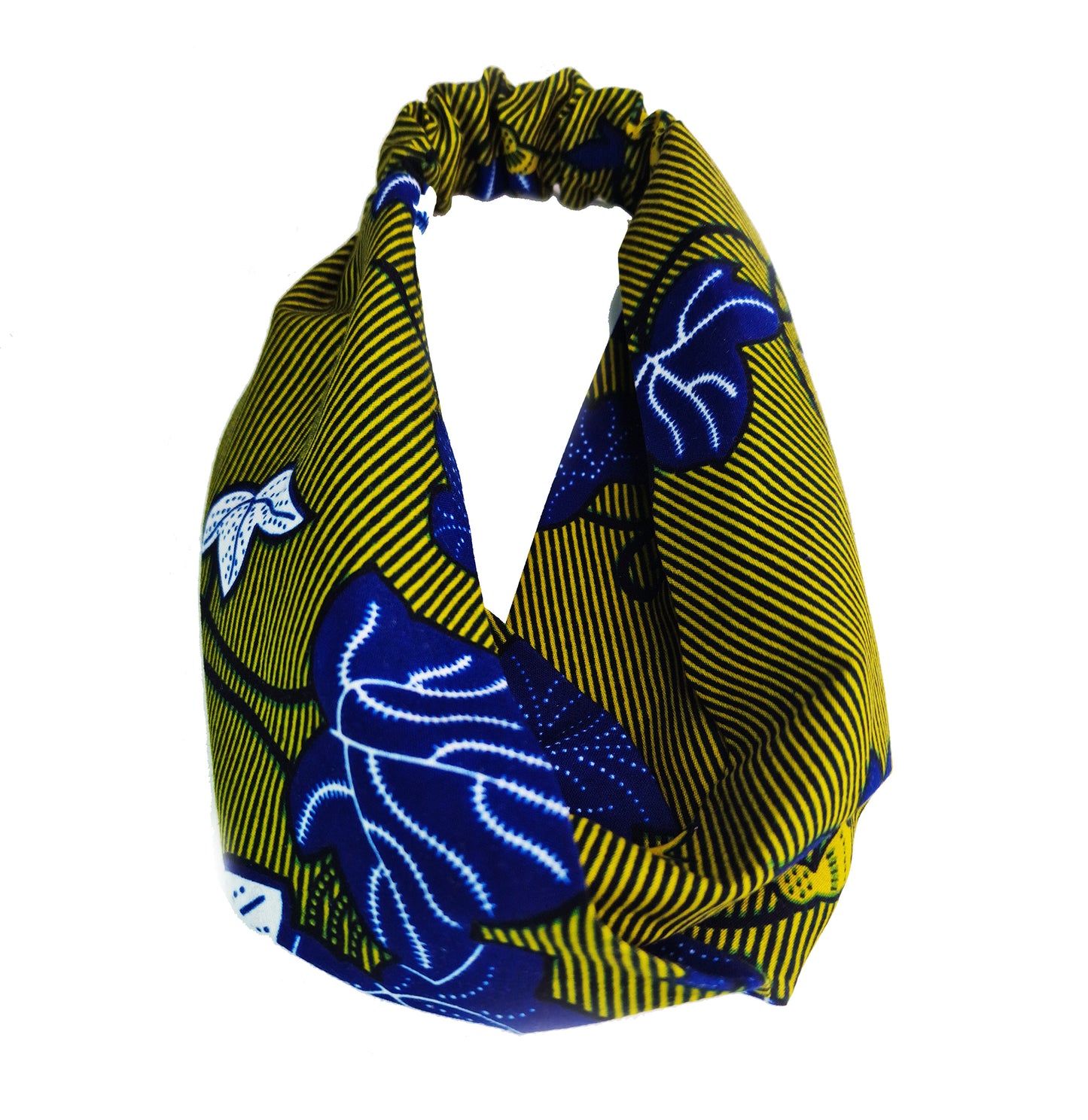 African Print Fabric Handmade Top Knot Headband Green Ankara Cotton Elasticated Stretchy Wide Large by Dovetailed